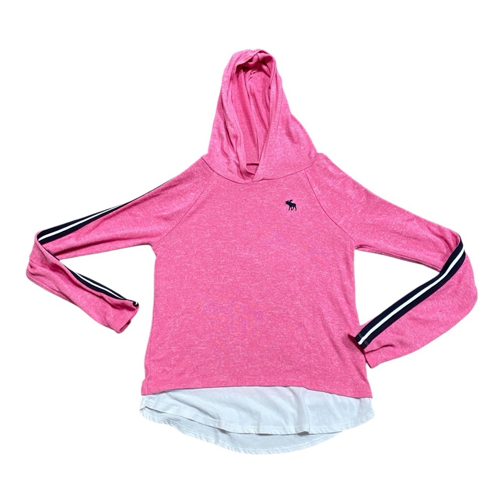 Abercrombie Kids Pink Hoodie with Navy Stripes